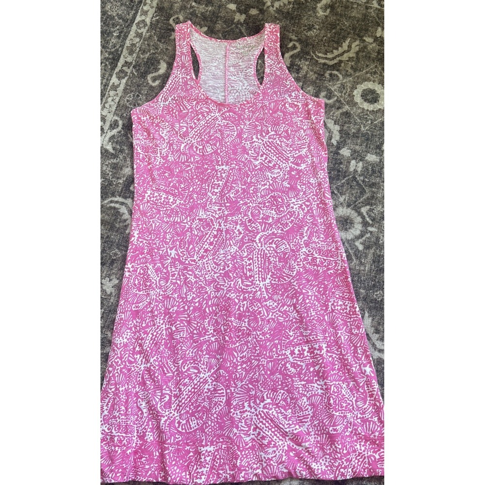 Lilly Pulitzer Pink White Cotton Dress Get Crackin Corden Racerback Sizs Small
